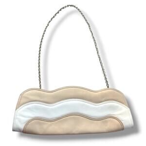 Vintage‎ Rodo cream White Tan leather Y2K clutch Minimalist Cleangirl Classic